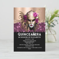 Masque d'anniversaire en or rose Quinceañera masqu