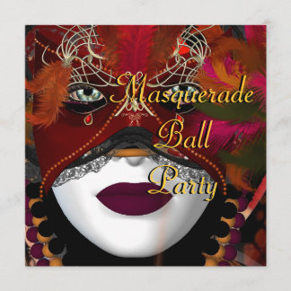 Invitation Masque de bal masqué Party Masque Noir Rouge 2