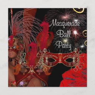 Invitation Masque de bal masqué Party Masque Noir Rouge Showg