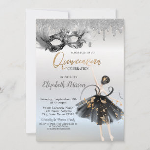 Invitation Masque de Ballerine Pailleté Gouttes de Verre Arge