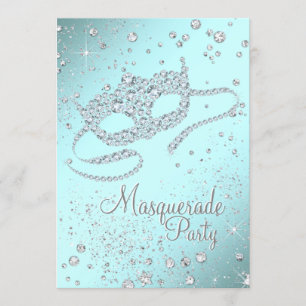 Invitation Masque de diamant bleu sarcelle Fête masquée
