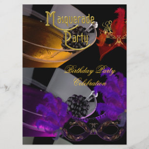 Invitation Masque de fête d'anniversaire violet rouge noir