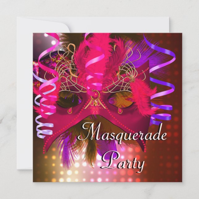 Invitation Masque de fête masquée Mardi Gras Carnaval (Devant)