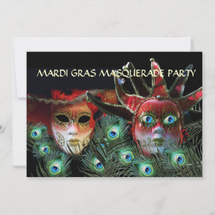 INVITATION MASQUE DE LA DAME ROUGE ET DE JESTER AVEC DES PIED