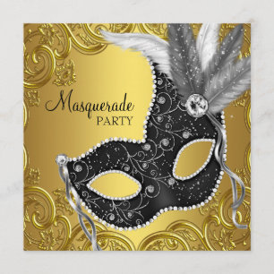 Invitation Masque de l'or noir Soirée masquée