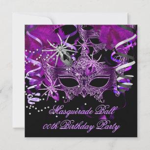 Invitation Masque de mascarade d'araignée gothique violet noi