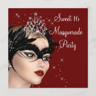 Invitation Masque de plumes Tiara Sweet 16 Masquerade Party