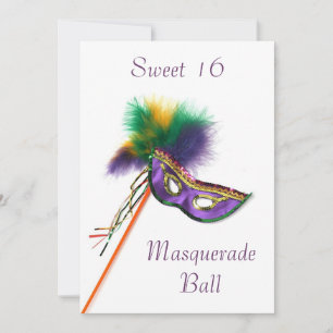 Invitation Masque de plumes violettes Sweet 16 Masquerade Par