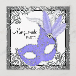 Invitation Masque de soirée élégant lavande violet