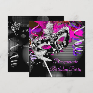 Invitation Masque de soirée masquée d'anniversaire Argent Ros