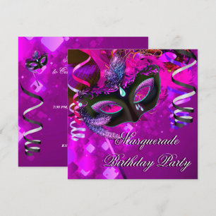 Invitation Masque de soirée masquée d'anniversaire Violet Ros