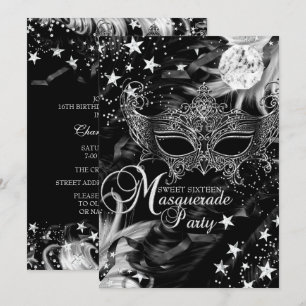 Invitation Masque d'étoile de nuit de masquerade de Silver Sp