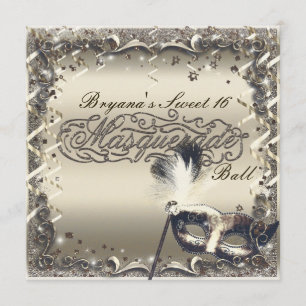 Invitation Masque d'or blanc Mascarade Masque Élégant bal