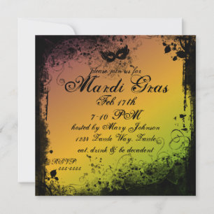 Invitation Masque Grunge Mardi Gras