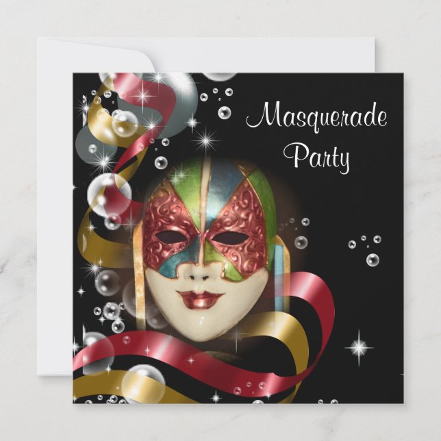 Invitation Masque masqué de Quinceanera PERSONNALISER (Devant)