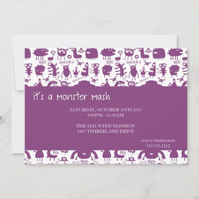 Invitation masque monster {halloween party invitation} (Devant)