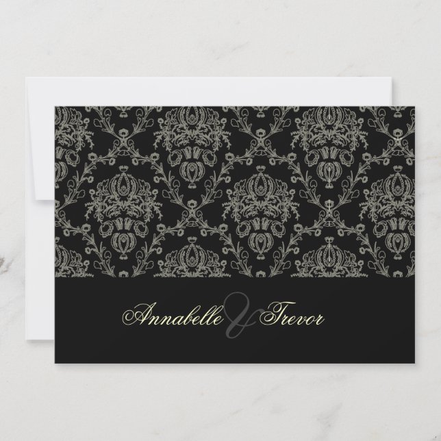 Invitation Masque noir/blanc/crème, mariage personnalisé (Devant)