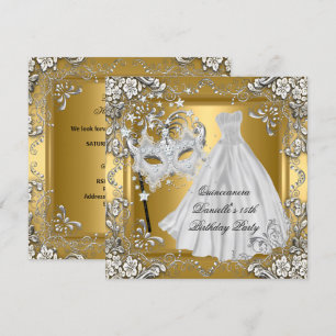 Invitation Masque Quinceanera 15ème Anniversaire Masque Or