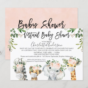 Invitation Masquer Safari Animaux Baby shower virtuel