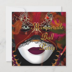 Invitation Masquerade Ball Party Masque Noir Rouge 2
