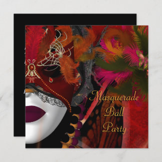 Invitation Masquerade Ball Party Masque Rouge noir