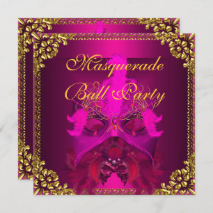 Invitation Masquerade Ball Party Masques Or Proep Rose
