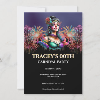 Invitation Masquerade Carnival Birthday milestone age