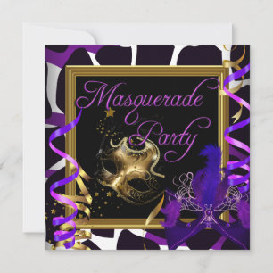 Invitation Masquerade fêtes Masques d'or sauvage violet
