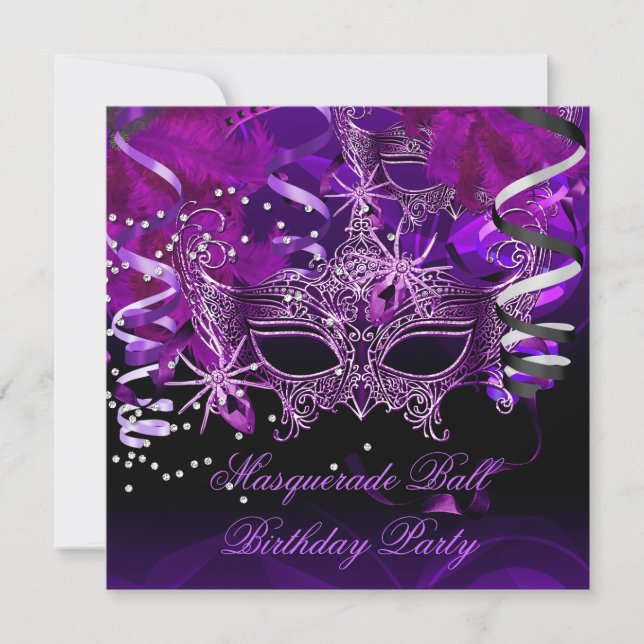 Invitation Masquerade fêtrement araignée violet gothique (Devant)
