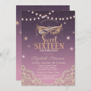 Invitation Masquerade, Lumières à cordes, Dentelle douce 16