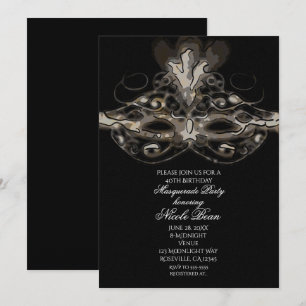 Invitation Masquerade Masque Moderne Chic Main Tirée Invitati