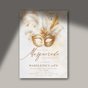 Invitation Masquerade Masque Or Blanc Dramatique 50e annivers