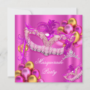 Invitation Masquerade Masques Masques rose fête d'anniversair