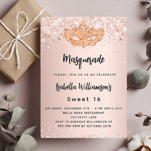Invitation Masquerade or rose Sweet 16 luxe