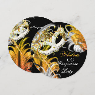 Invitation Masquerade Party Fabuleux Anniversaire Or Argent 2