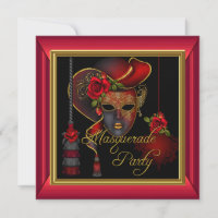 Masquerade Party Rouge Masques Or Noir Anniversair