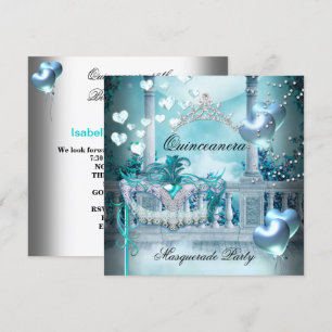 Invitation Masquerade Quinceanera 15 fête d'anniversaire Turq