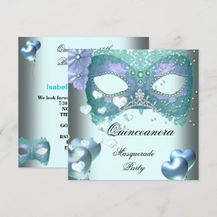 Invitation Masquerade Quinceanera 15 fête d'anniversaire Turq