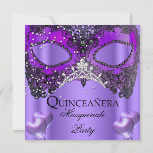 Invitation Masquerade Quinceanera 15 Masque violet Anniversai
