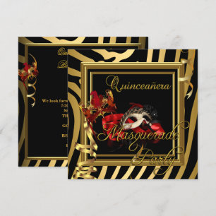 Invitation Masquerade Quinceanera 15 Zebra Red Anniversaire