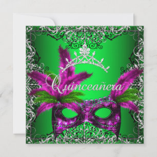 Invitation Masquerade Quinceanera 15ème Lime Pink Party