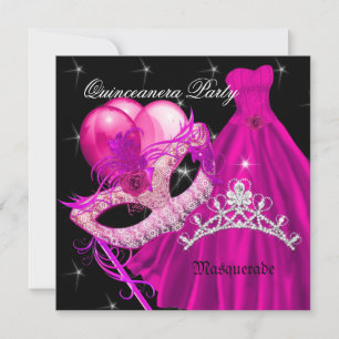 Invitation Masquerade Quinceanera fête d'anniversaire rose
