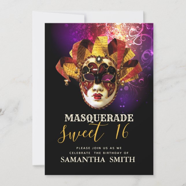 Invitation Masquerade Sweet 16 Party (Devant)