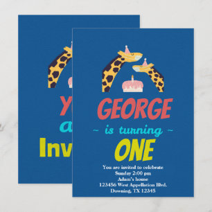 Invitation Masques de girafes personnalisés pour enfants Invi