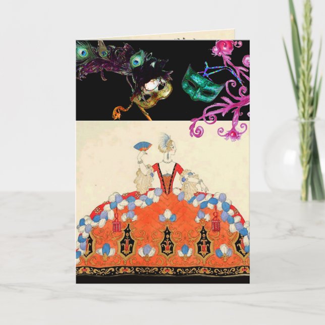 INVITATION MASQUES DE MASQUERADE DE LA MASQUÉE ORANGE MARDI G (Devant)