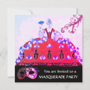 Invitation MASQUES D'OR, DAME EN FUCHSIE ROSEw MASQUERADE PAR