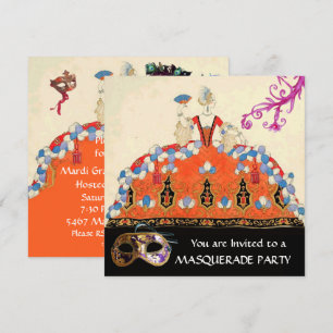 INVITATION MASQUES EN DAMAS D'OR, FÊTE DE MASQUES DE LA DAME 