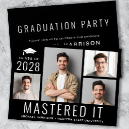 Invitation Masters Degree Photo Black Graduation Party