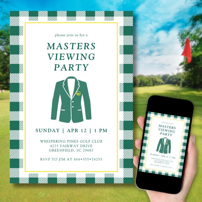 Invitation  Masters Viewing Watch Party Golf Green Jacket (Elegant design inspired by the iconic green jacket.)
