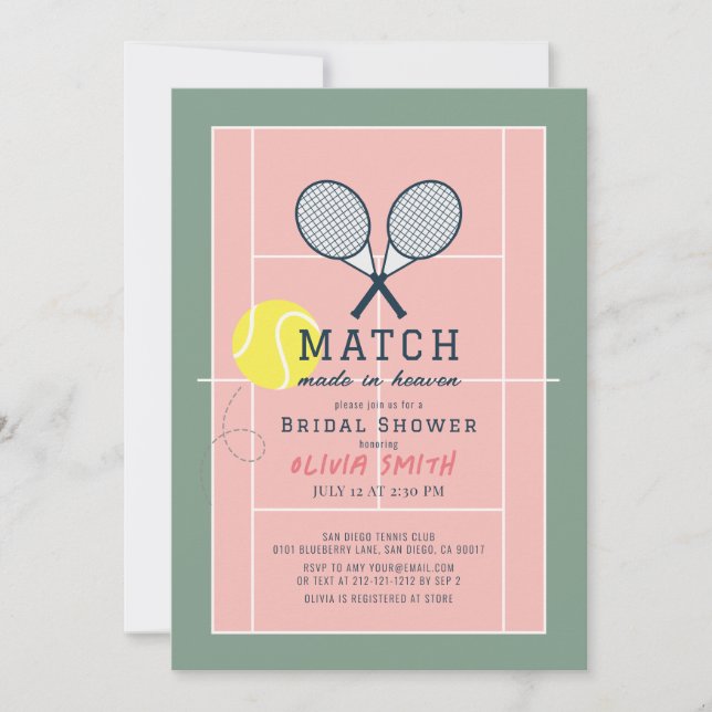 Invitation Match Fabriqué en Fête des mariées de court de ten (Devant)